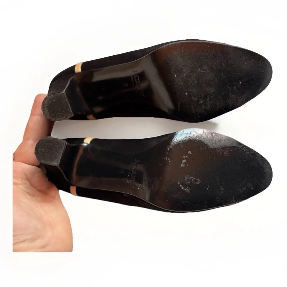 J Crew (8) Made In Italy Suede And Leather Black And Gold Strap Party Flawed